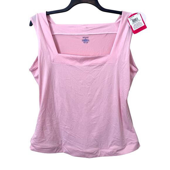 Spanx Square Neck Tank Top Women's 3X Plus Size Rosebud Pink Smoothing Stretch - Picture 1 of 8